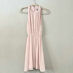 H&M Blush Pink Sleeveless Dress High Neck Flowy Size 8
